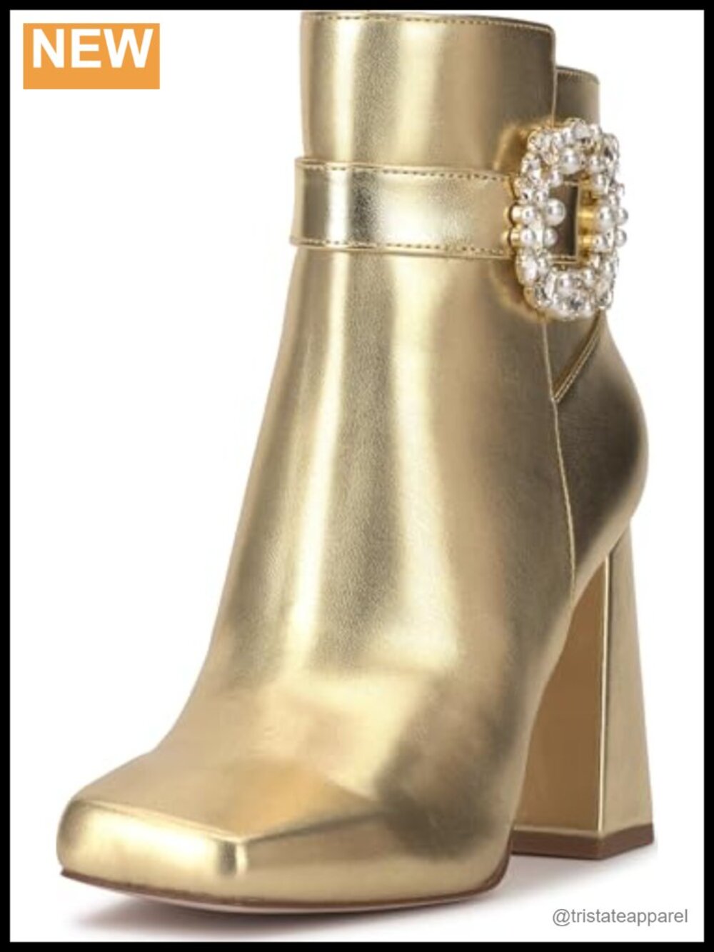 Faux Leather Ankle Booties Block Heel Zip Closure Round Toe